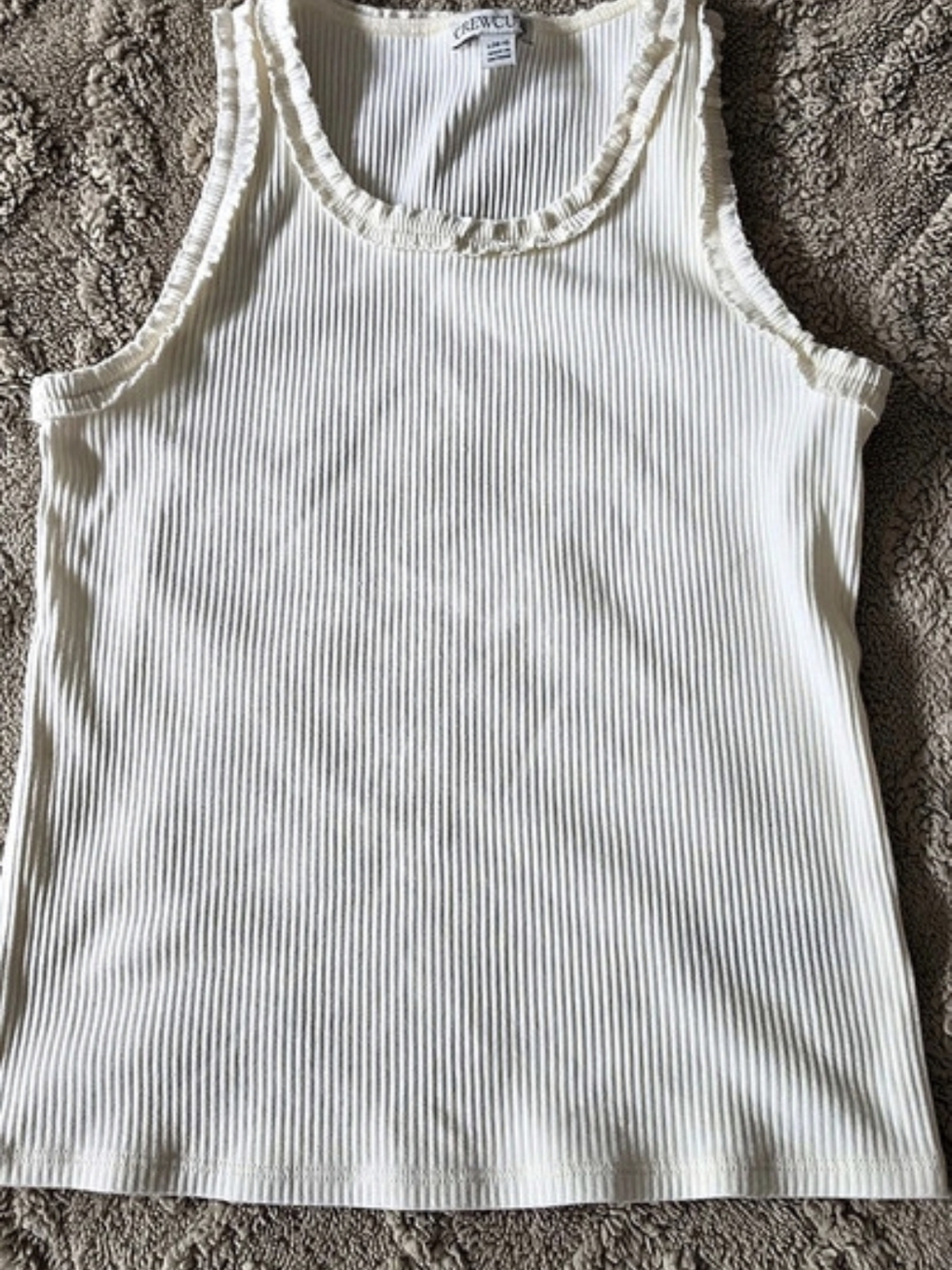 Crewcuts Girls' ribbed lettuce-hem tank top Cream Large